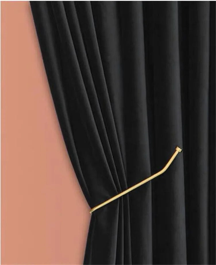 Brittany Velvet Plain Curtains - Black