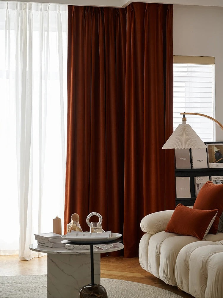 Jason Luxury Plush Velvet Curtains - Dark Red