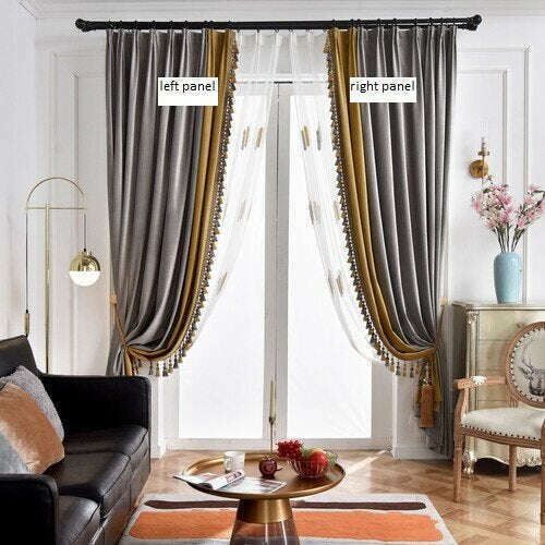 Ethan American Spliced Luxury Velvet Curtains: Gray - Chrome