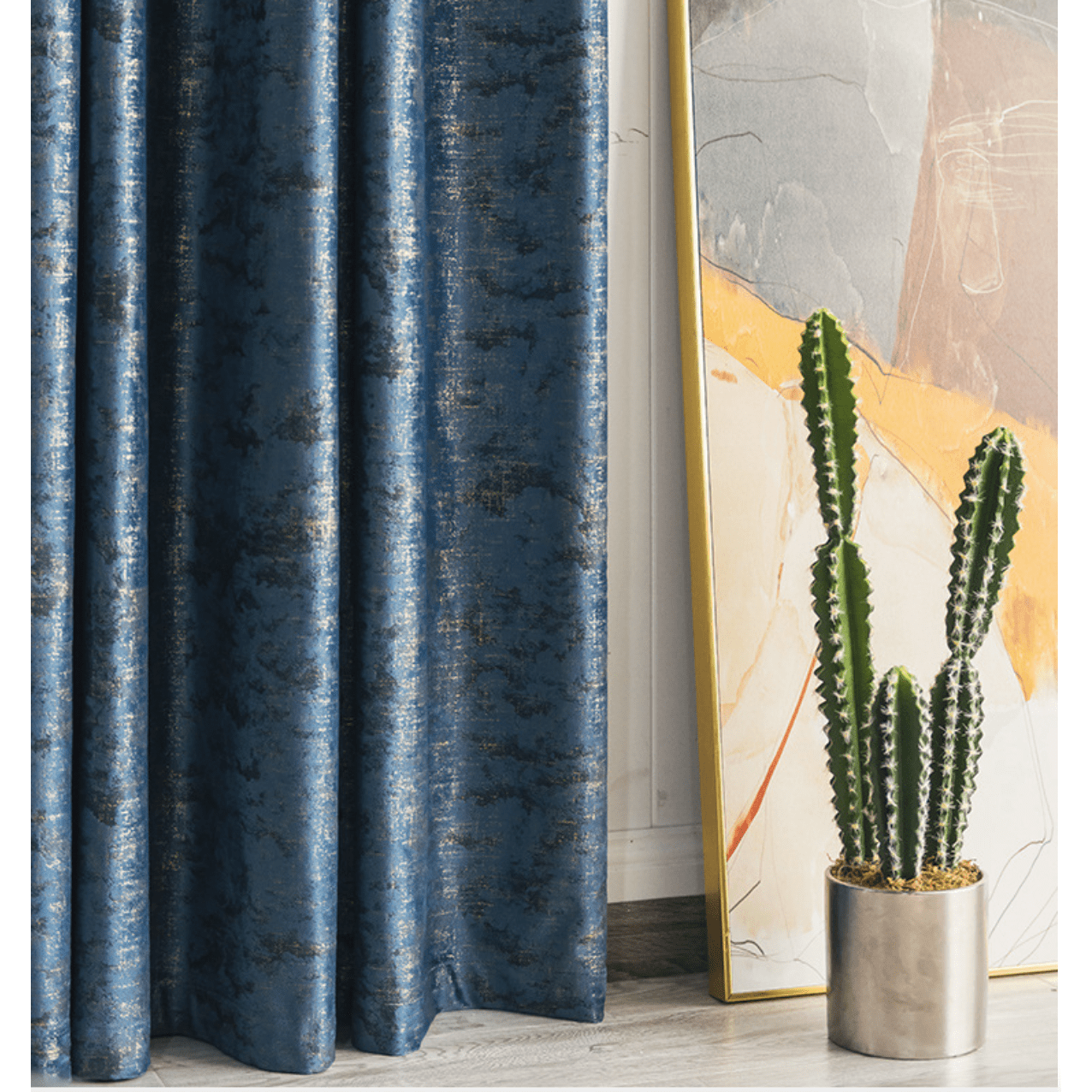 Ethan Modern Luxury Velvet Textured Curtains - Blue
