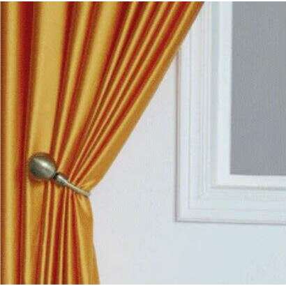 Homespun Faux Silk Plain Curtains - Orange