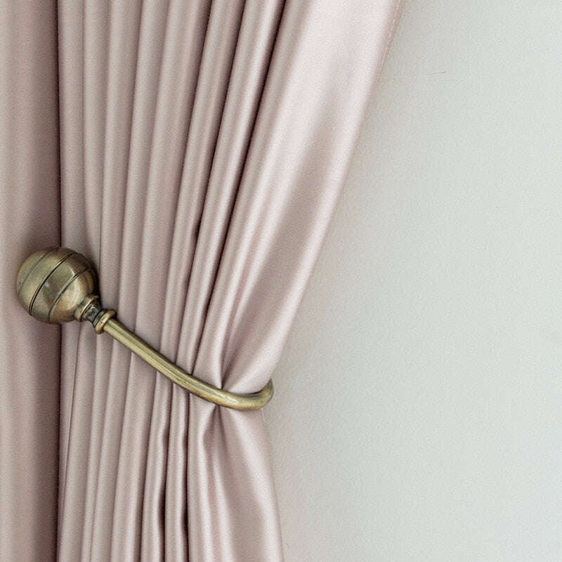 Homespun Faux Silk Plain Curtains - Pink