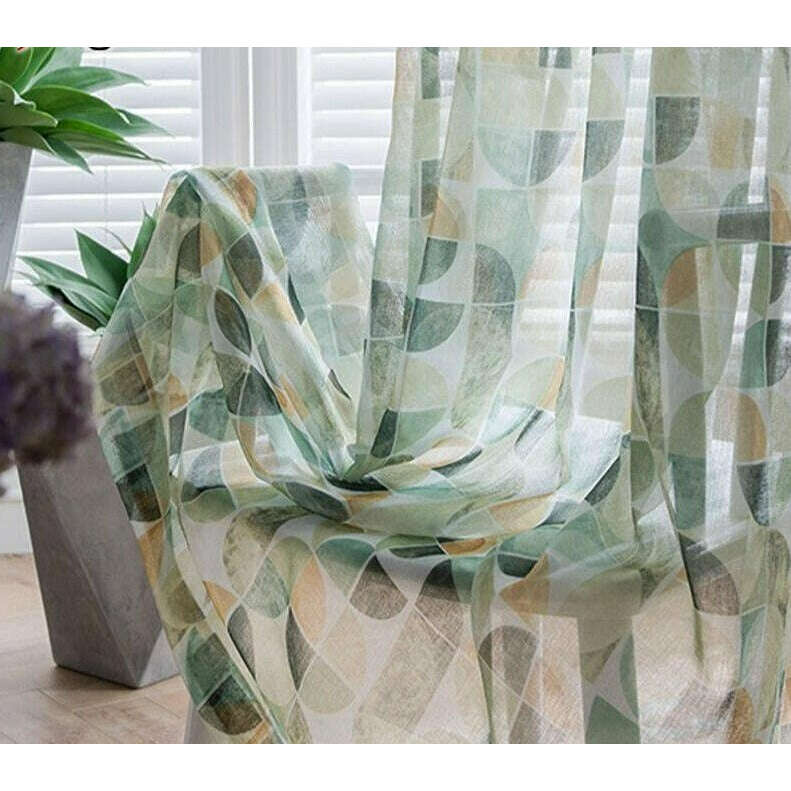 Jason Modern Abstract Print Semi-Blackout Curtain Set - Green