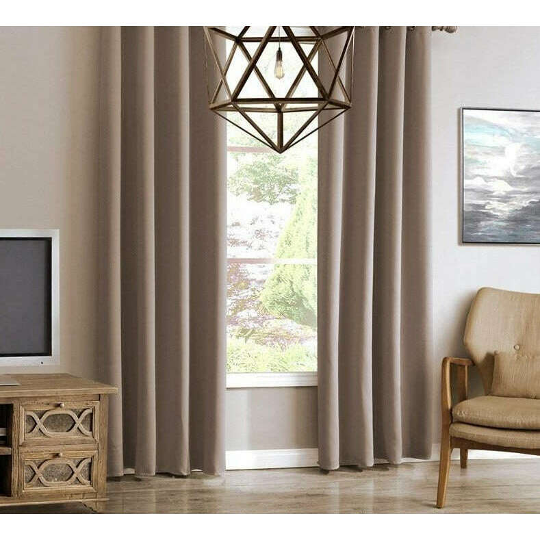 Jason Modern Plain Blackout Curtains - Beige