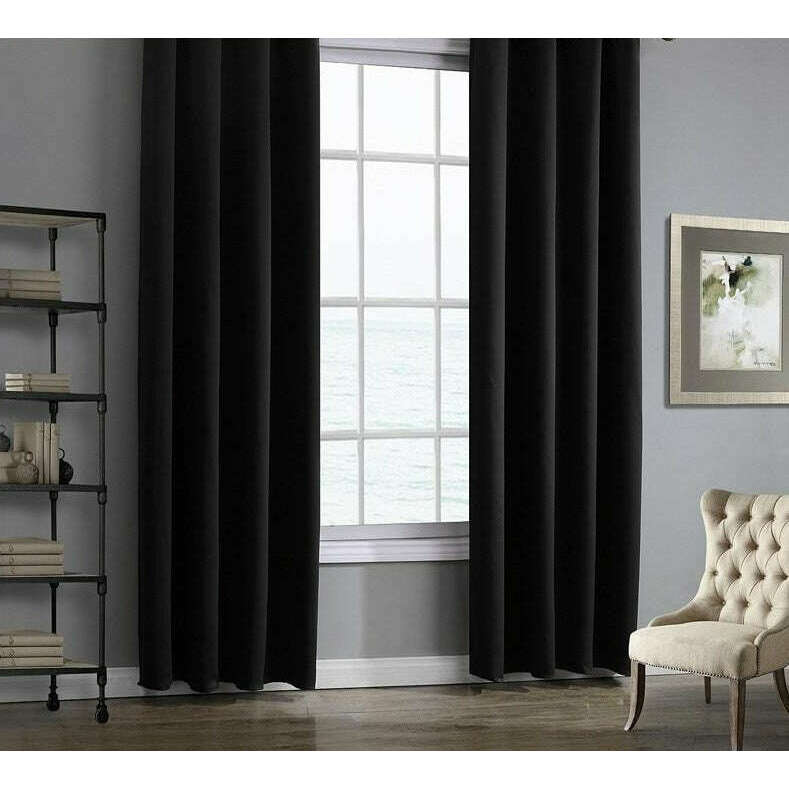 Jason Modern Plain Blackout Curtains - Black