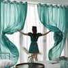 Jason Plain Velvet Sheer Curtain - Teal Green