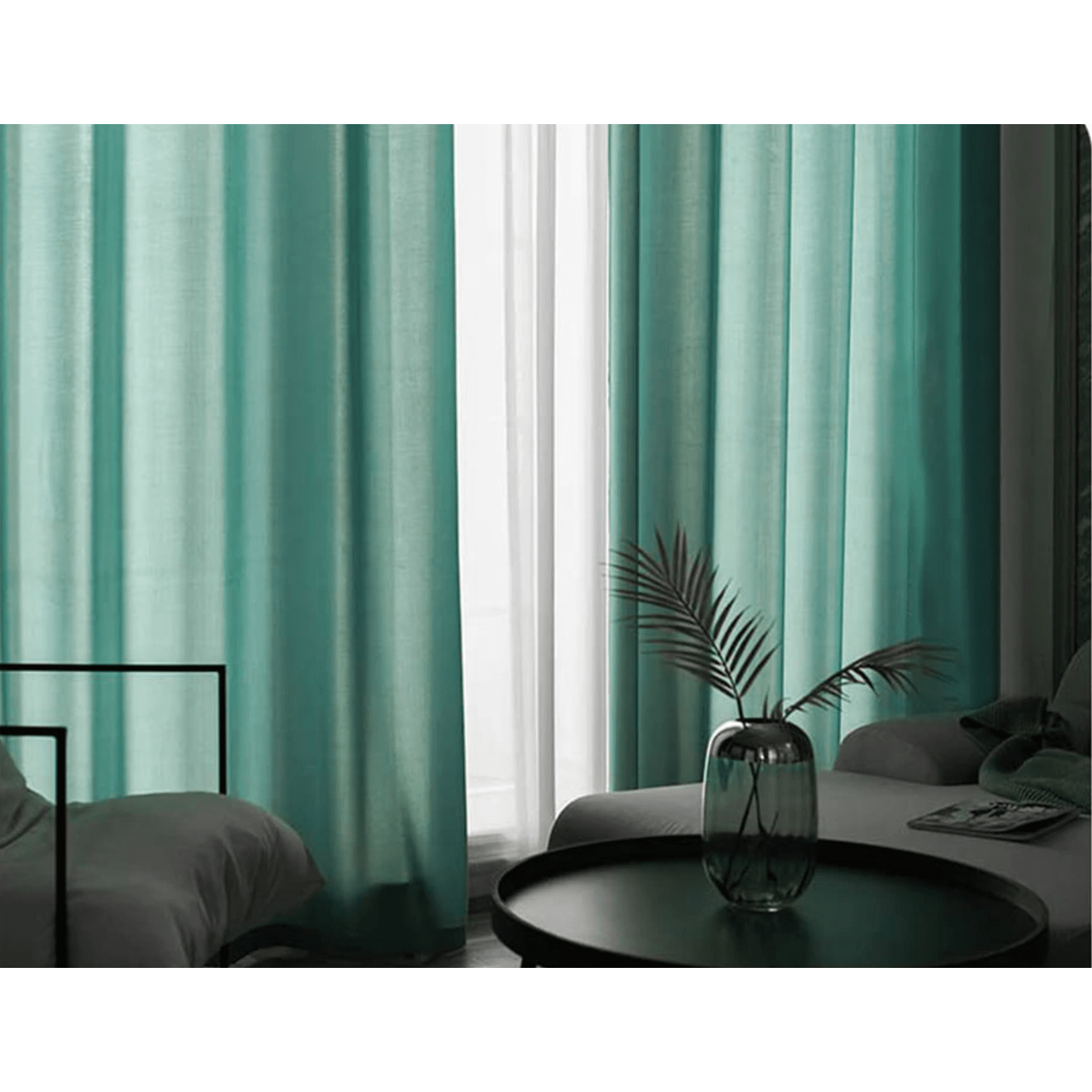 Jason Plain Crushed Sheer Curtain - Dark Green
