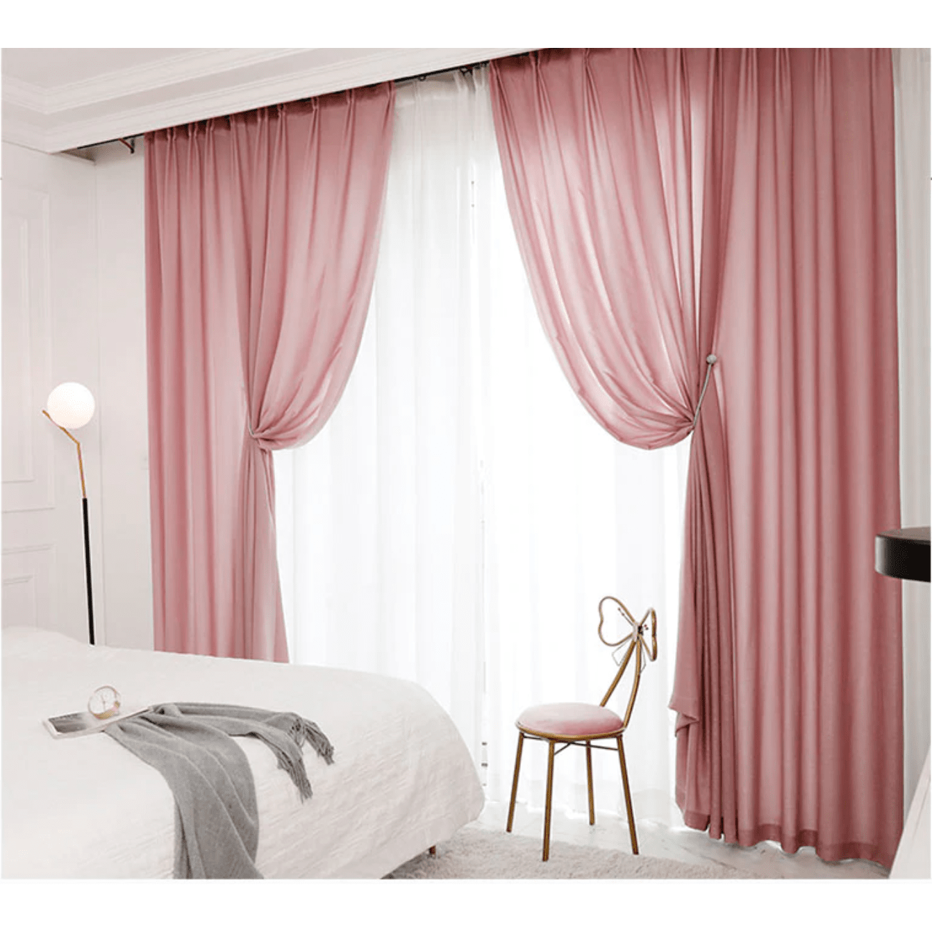 Jason Plain Crushed Sheer Curtain - Deep Pink