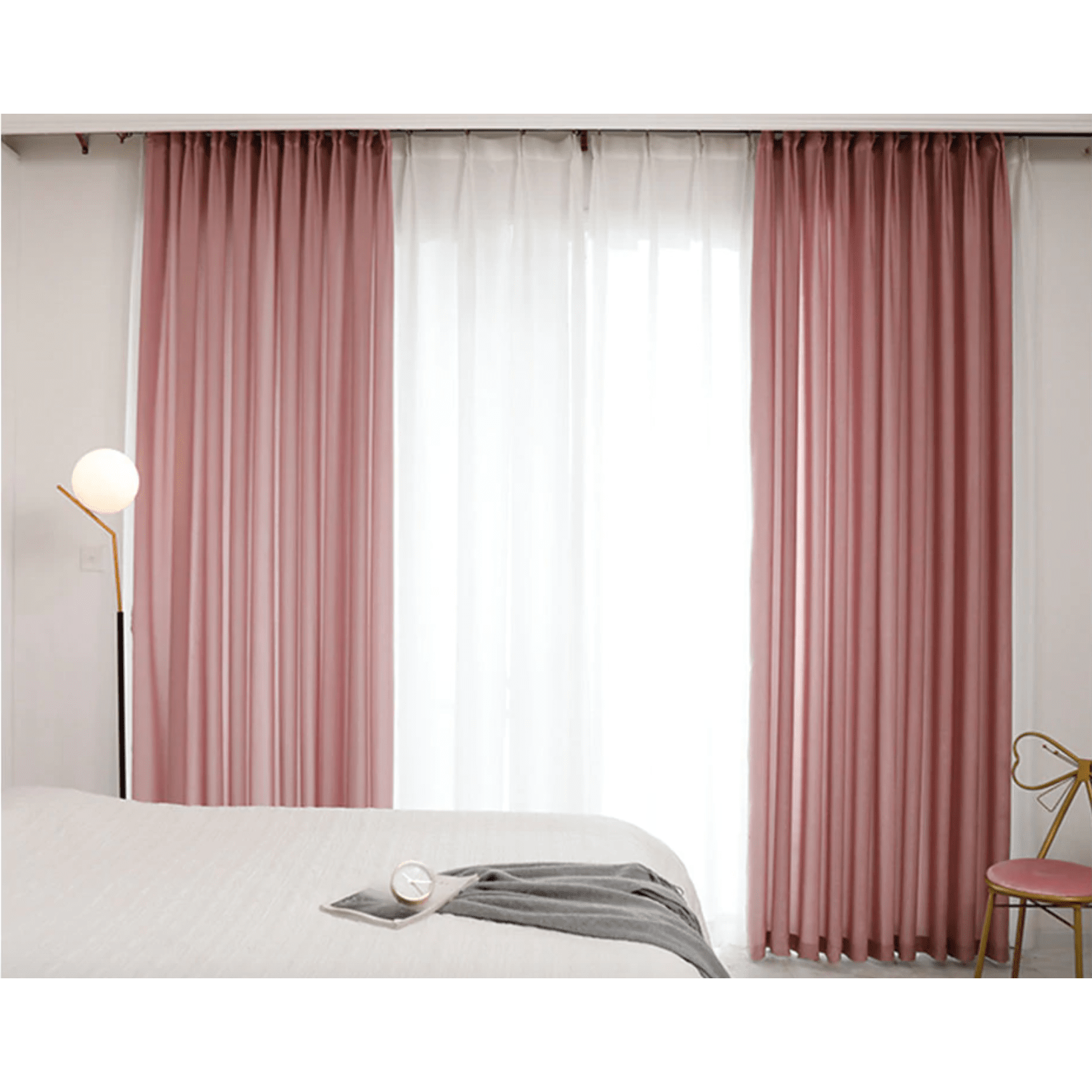 Jason Plain Crushed Sheer Curtain - Deep Pink