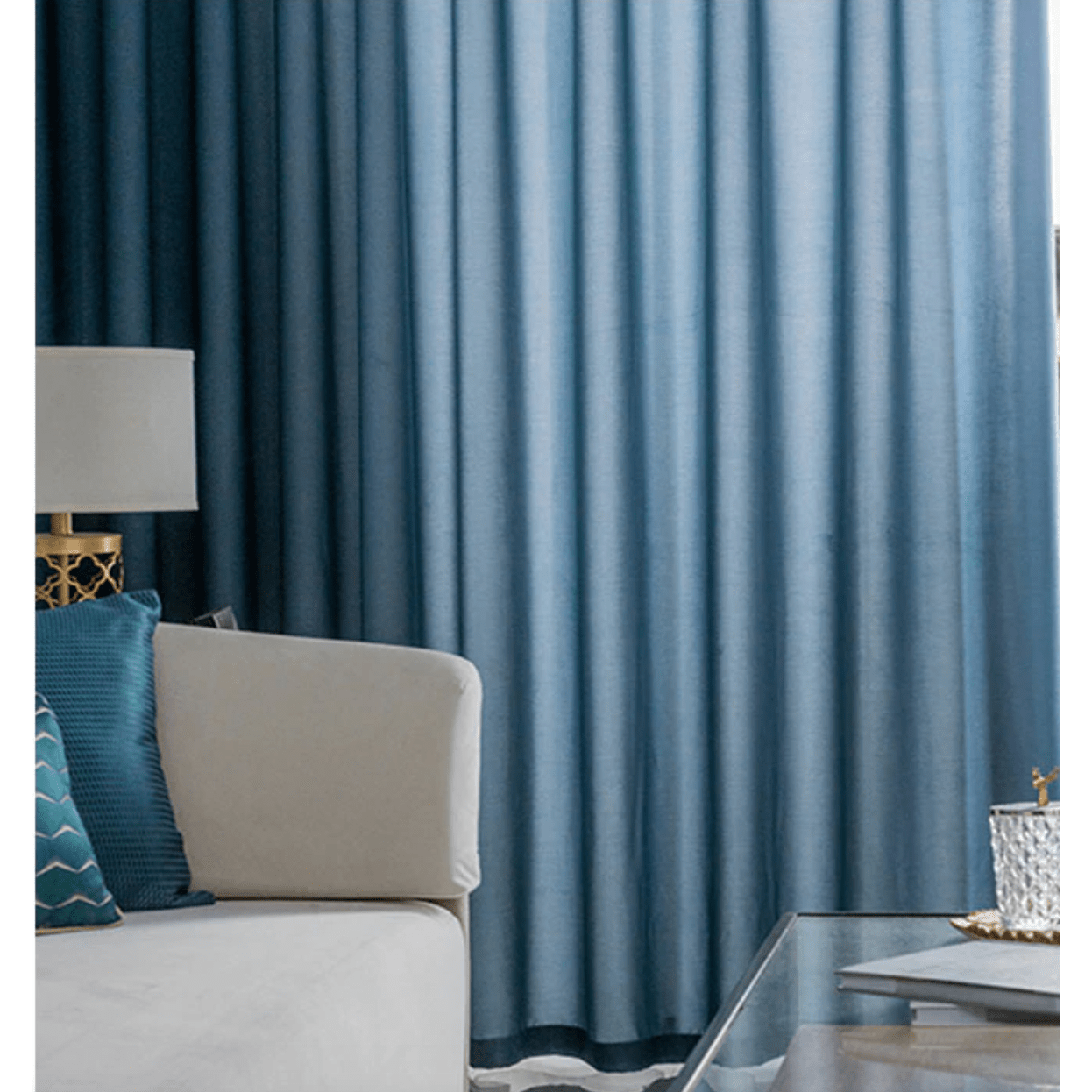 Jason Plain Crushed Sheer Curtain - Navy Blue