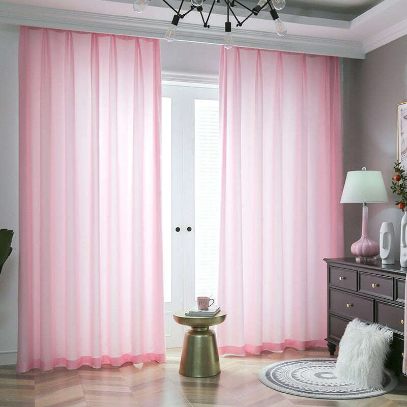 Jason Plain Crushed Sheer Curtain - Pink
