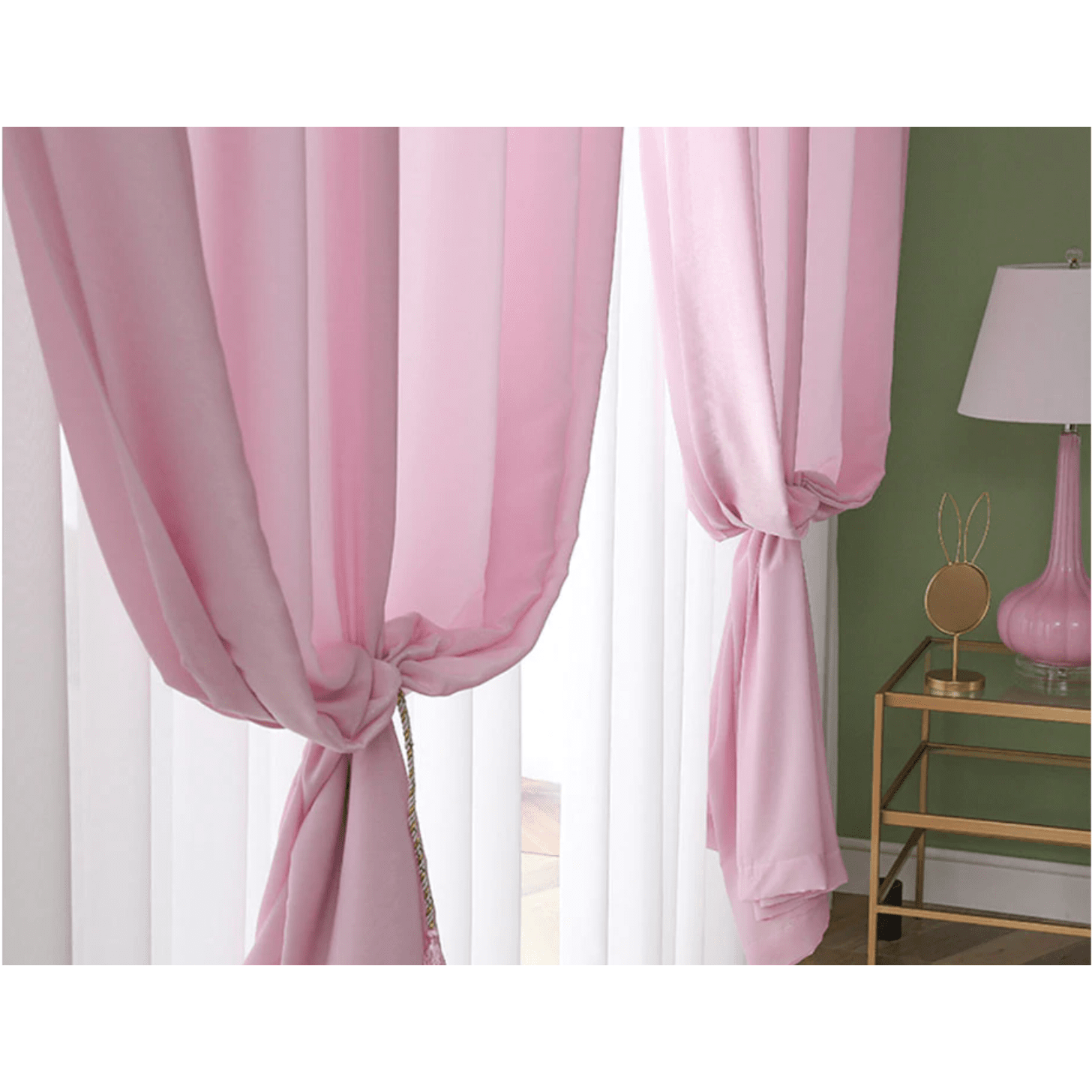 Jason Plain Crushed Sheer Curtain - Pink