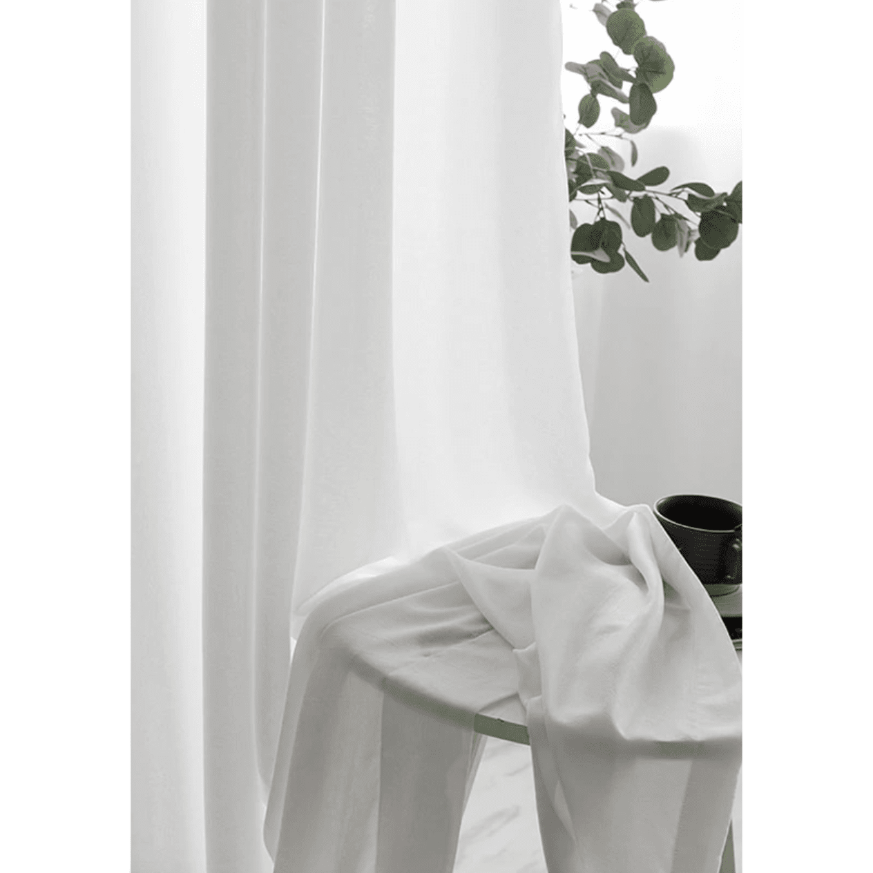 Jason Plain Crushed Sheer Curtain - White