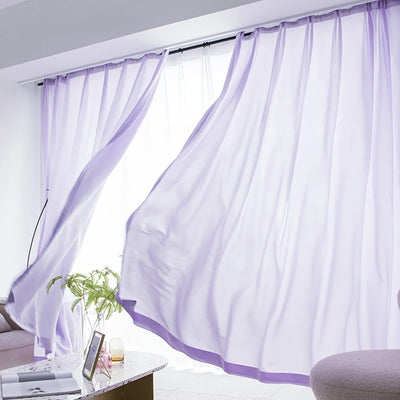Jason Plain Velvet Satin Sheer Curtain - Lavender