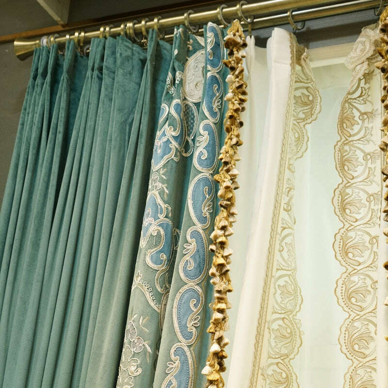 Mila Luxury Designer Velvet Curtain - Turquoise Blue