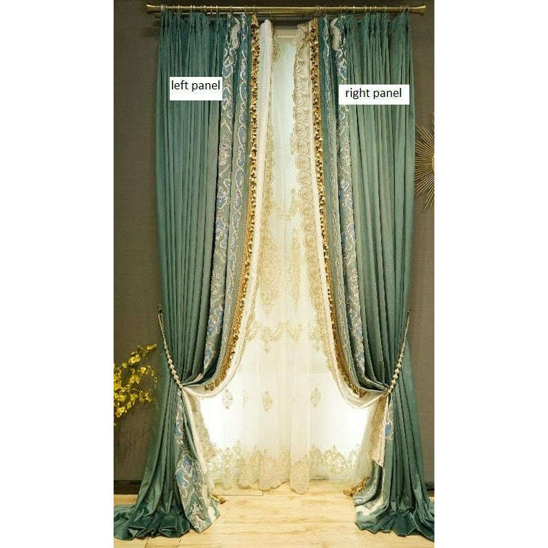 Mila Luxury Designer Velvet Curtain - Turquoise Blue