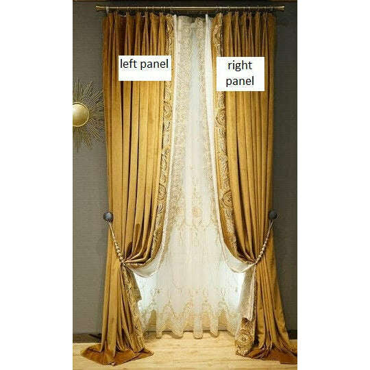 Mila Luxury Designer Velvet  Golden Chrome Curtain