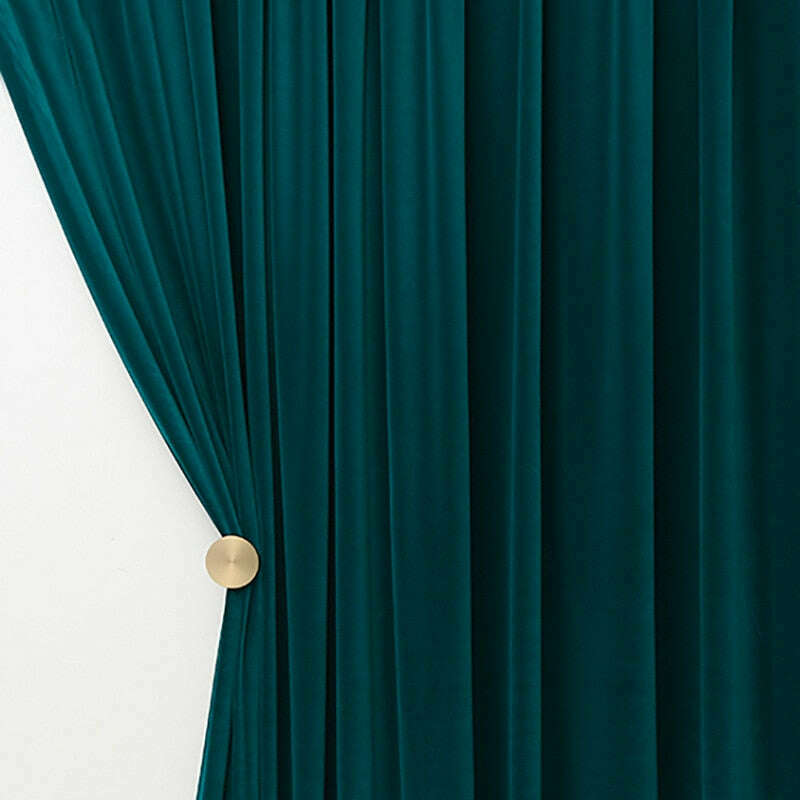 Mila Luxury Plush Plain Velvet Curtains - Dark Teal