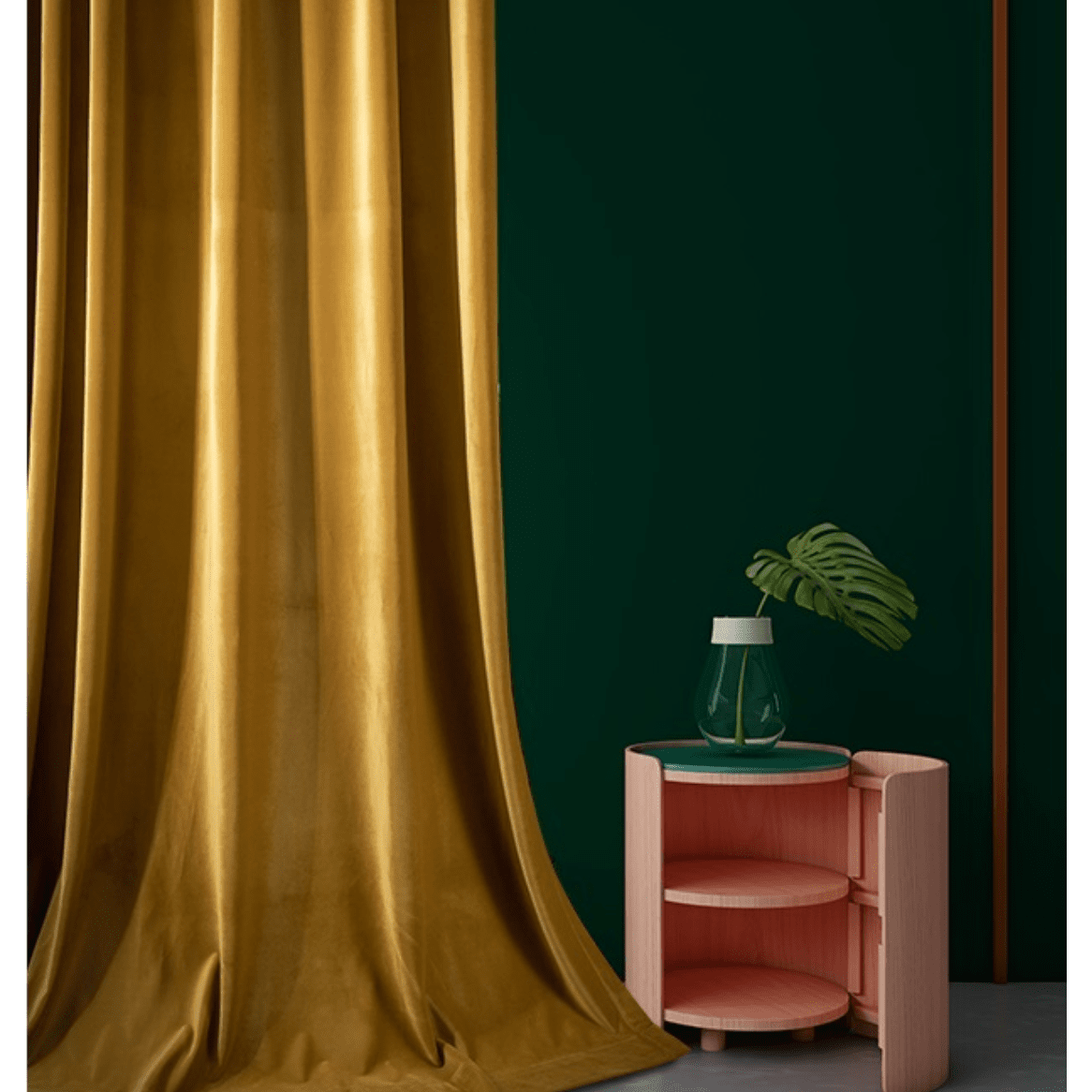 Mila Modern Luxury Plain Velvet Turmeric Yellow Curtain