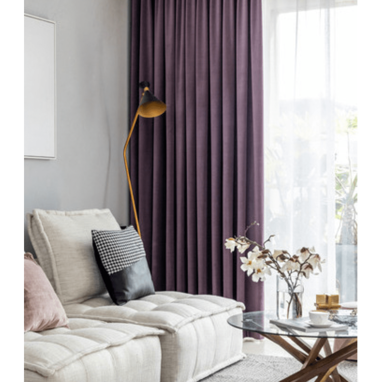 Mila Modern Luxury Plush Plain Velvet Curtains - Purple