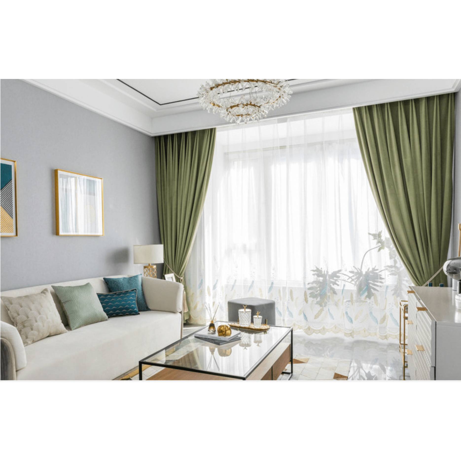 Mila Modern Luxury Plush Velvet Curtains - Light Green