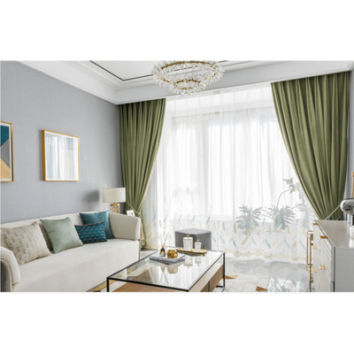 Mila Modern Luxury Plush Velvet Curtains - Light Green