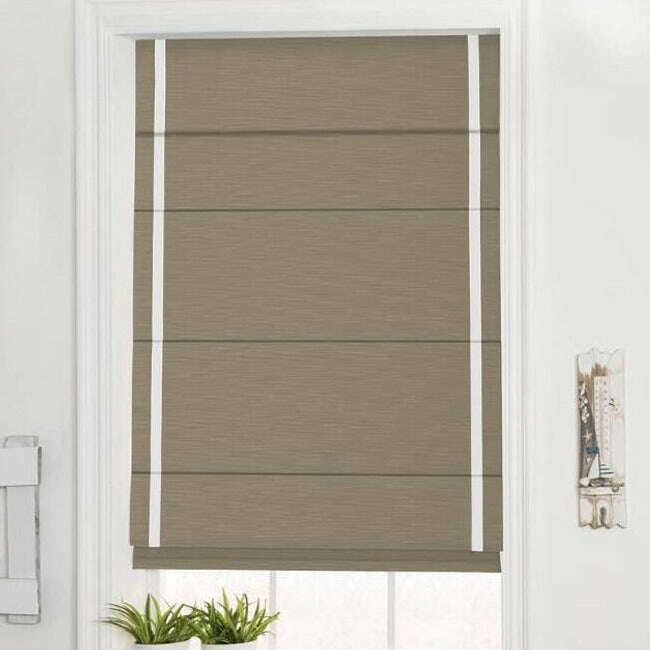 Napa Roman Blinds - Brown With White Stripe