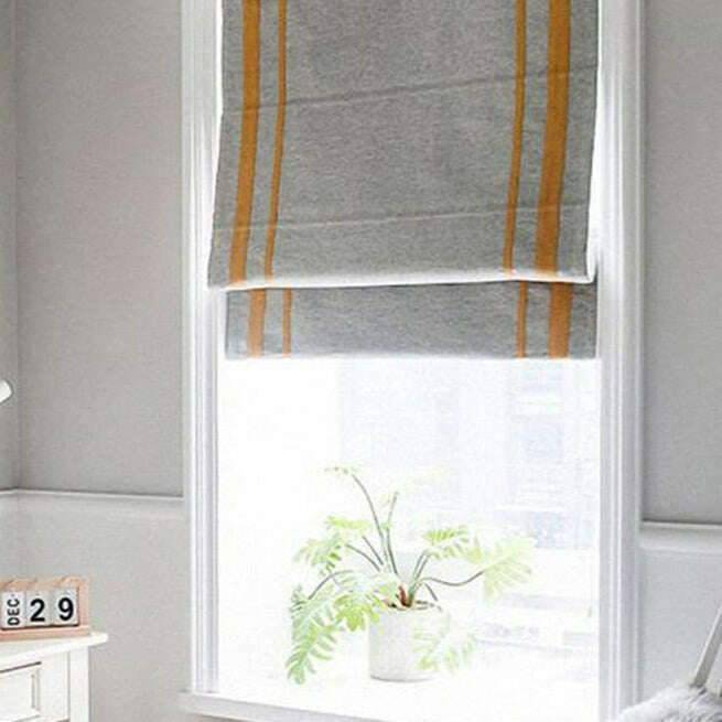 Napa Roman Blinds - Gray With Yellow Trim