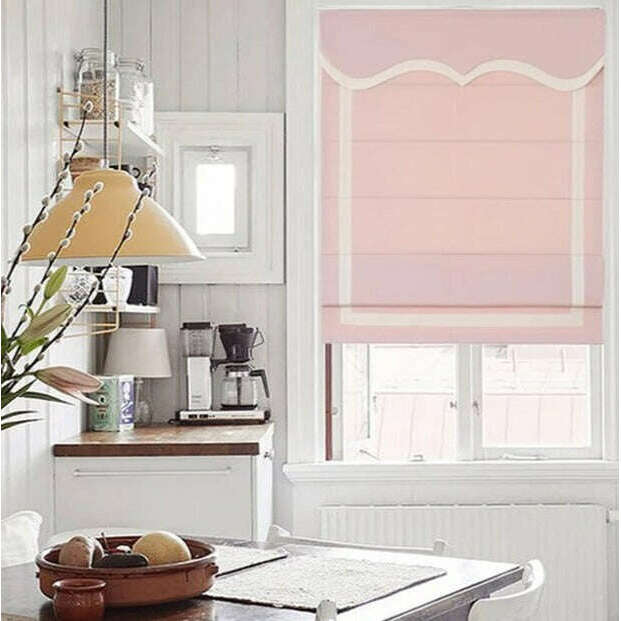 Napa Roman Blinds - Pink With White Stripe