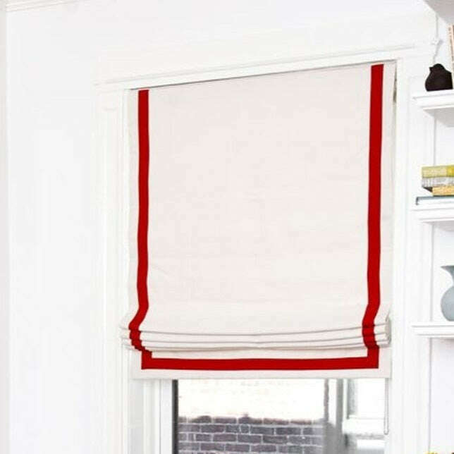 Napa Roman Blinds - White With Red Stripe
