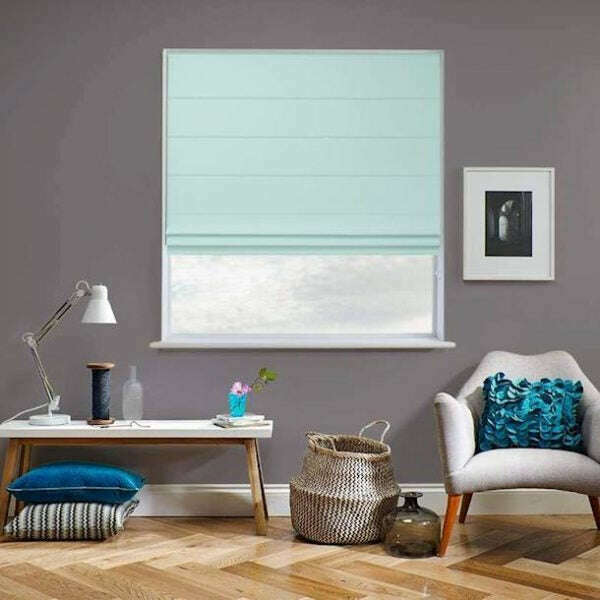 Napa Roman Linen Blinds - Aqua