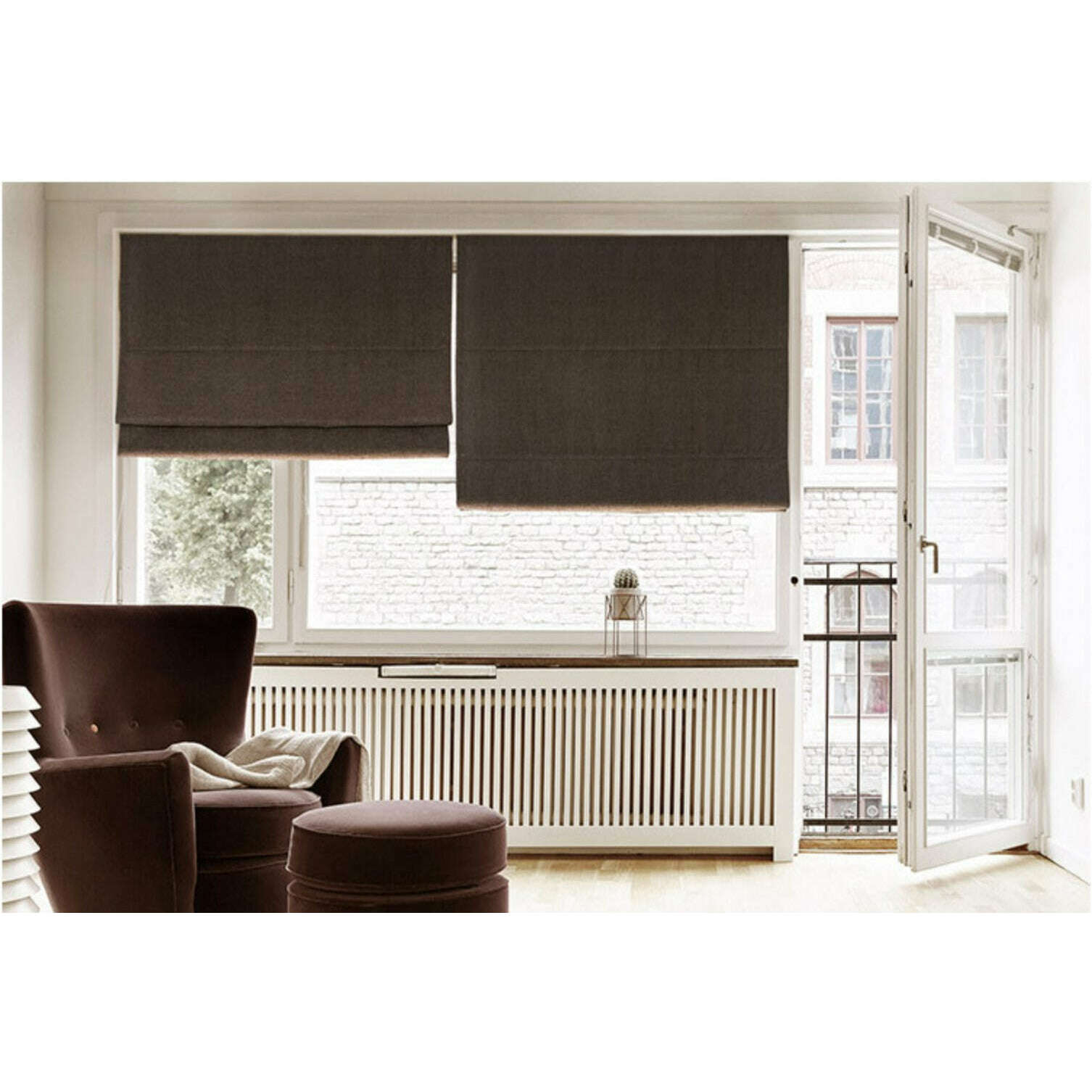 Napa Roman Linen Blinds - Dark Brown