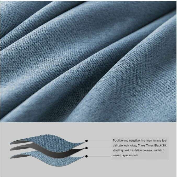 Rémy Blackout Double-Sided Plain Linen Thermal Insulated Curtain - Denim Blue