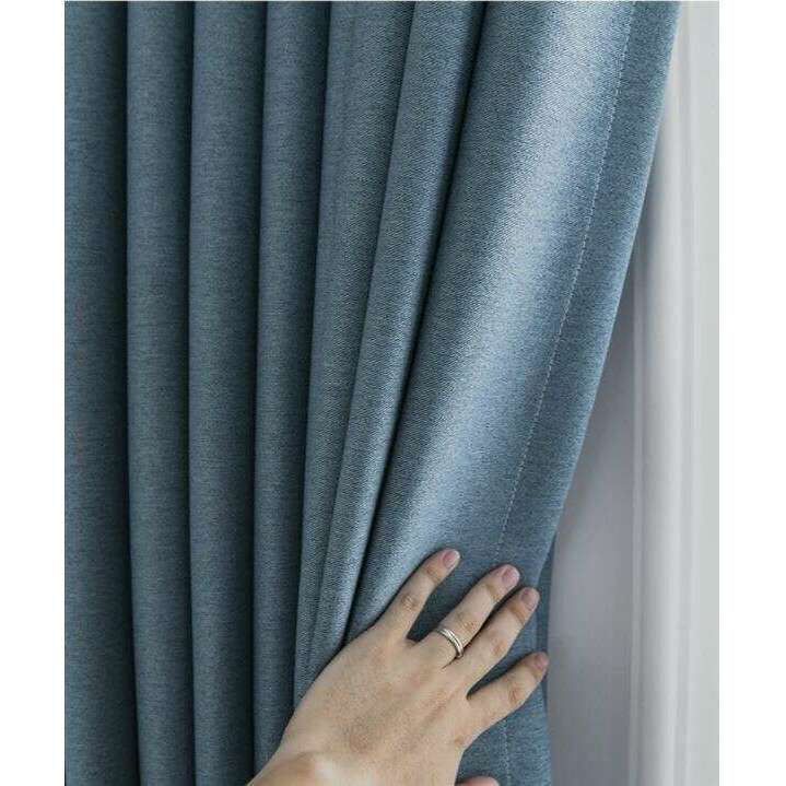 Rémy Blackout Double-Sided Plain Linen Thermal Insulated Curtain - Denim Blue