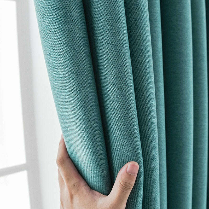 Rémy Blackout Double-Sided Plain Linen Thermal Insulated Curtain - Turquoise