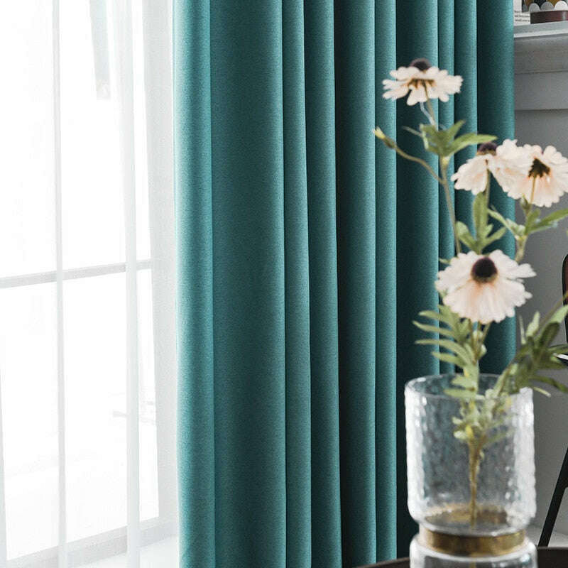 Rémy Blackout Double-Sided Linen Thermal Insulated Curtain - Turquoise