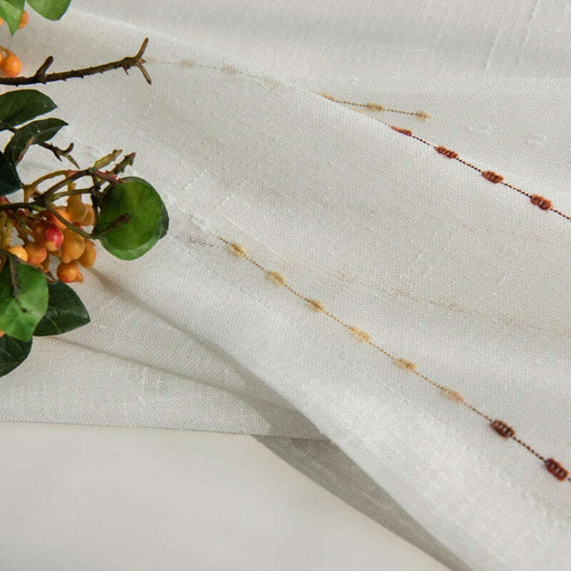 Rémy Colorful String Rain Stitched Sheer Curtains - White