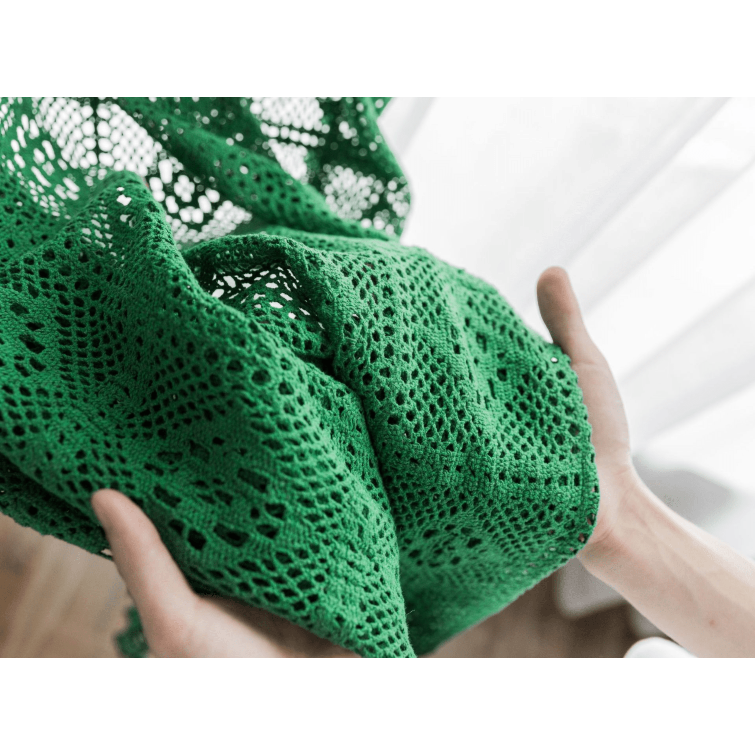 Rémy Crochet Sheer Curtains - Green / Pink