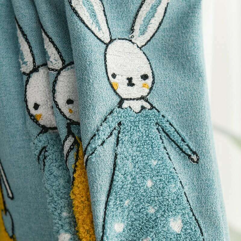 Rémy Embroidered Rabbit / Bunny Curtains - Blue