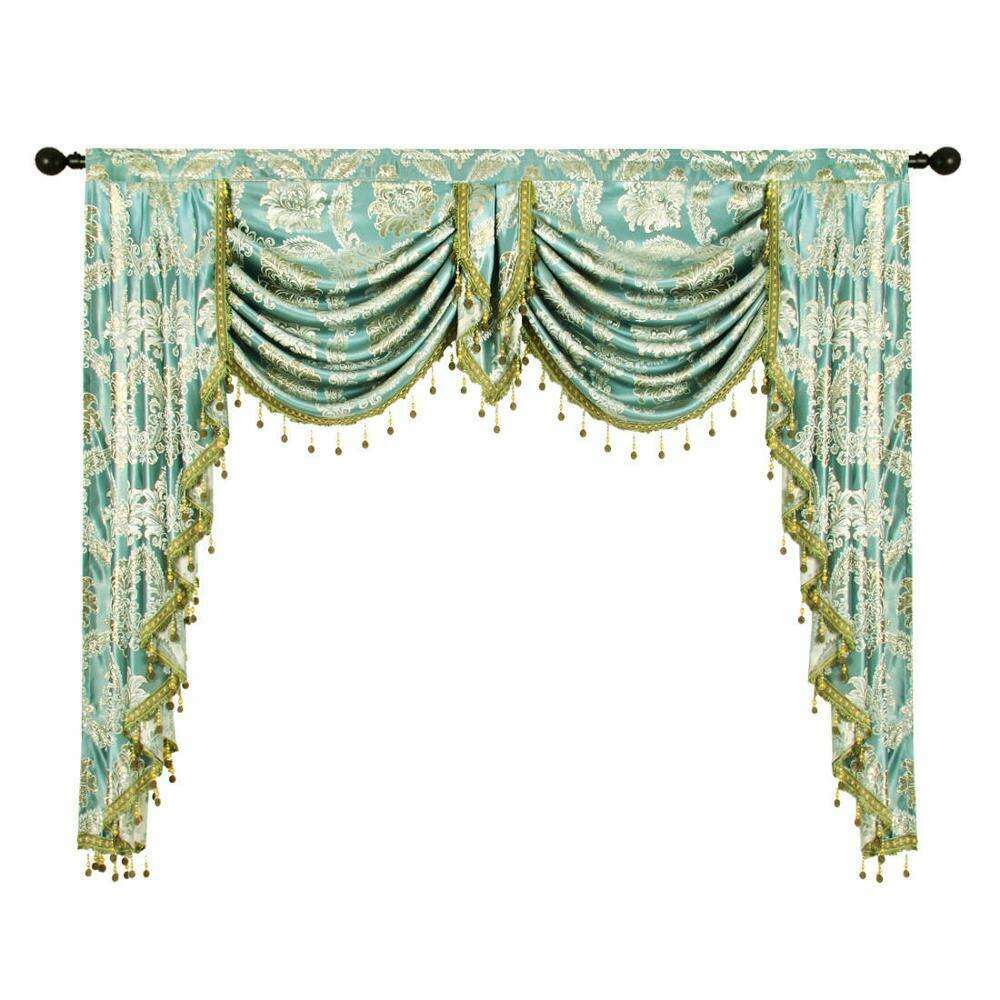 Rémy European Jacquard Flower and Leaves Valance - Blue | Discover ...