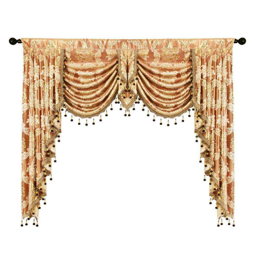 Rémy European Jacquard Flower and Leaves Valance - Brown