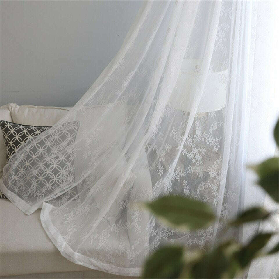 Rémy European White lace sheer curtains