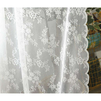 Rémy European White Net Floral Embroidered Sheer Curtain