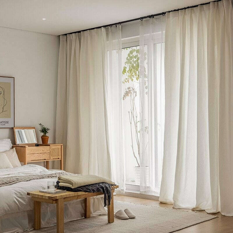 Rémy Linen Diamond Design Semi-Shading Curtain - Beige