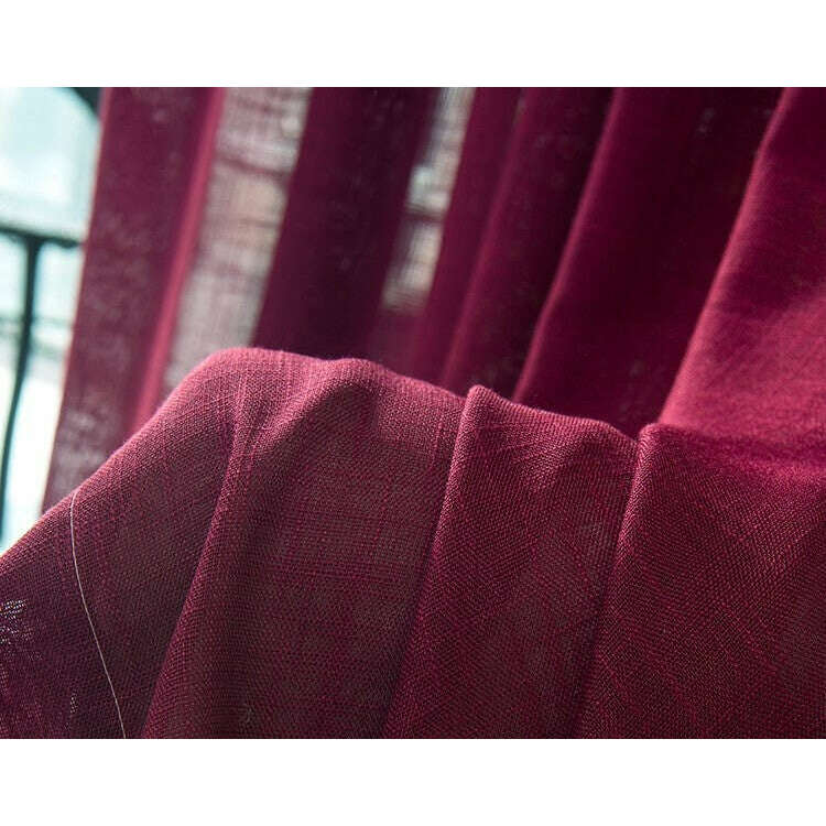 Rémy Linen Semi-Shading Curtain - Sangria Burgundy