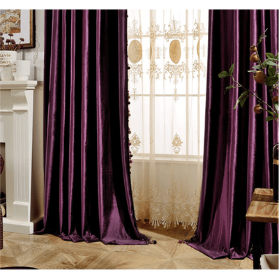 Rémy Luxury European Blackout Tassel Velvet Curtains - Purple