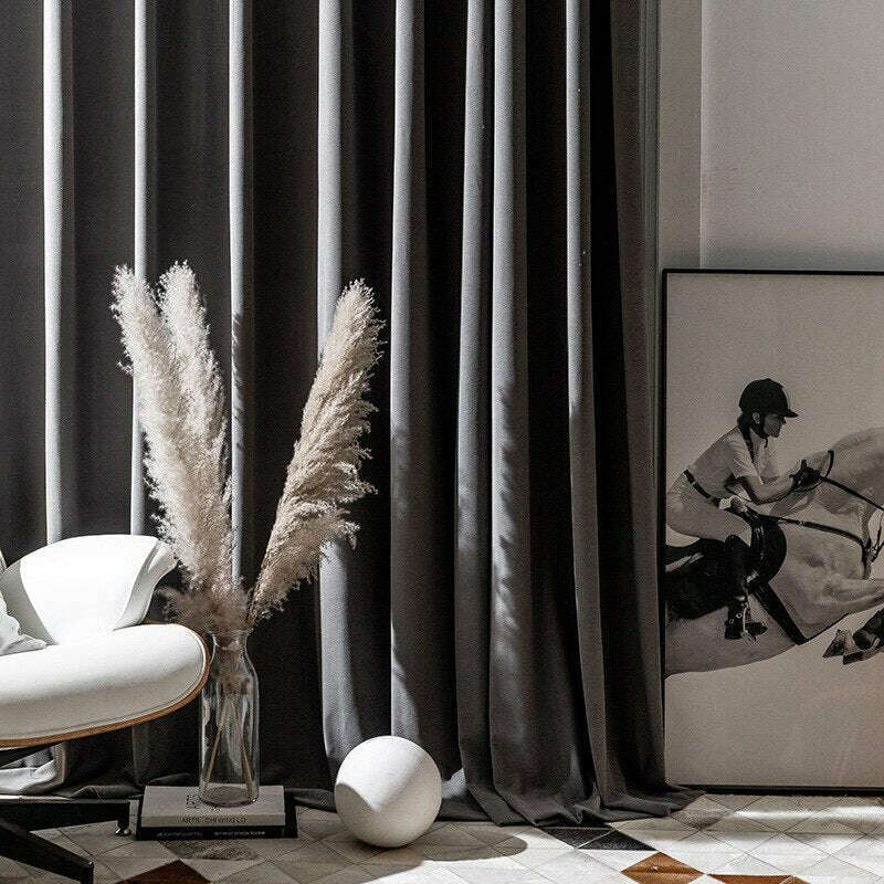 Rémy Luxury Modern Herring Designer Velvet Curtains - Gray