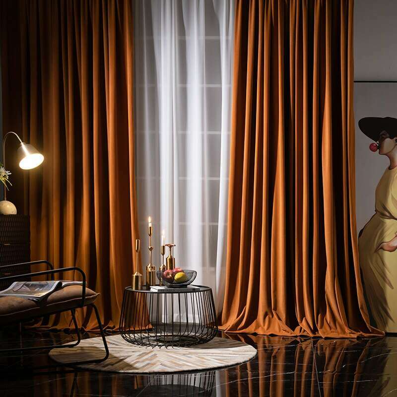 Orange velvet curtains hotsell