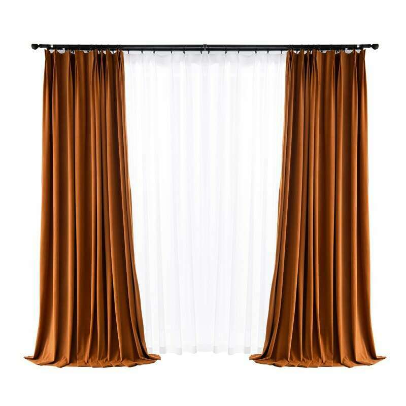 Rémy Luxury Modern Herring Designer Velvet Curtains - Orange