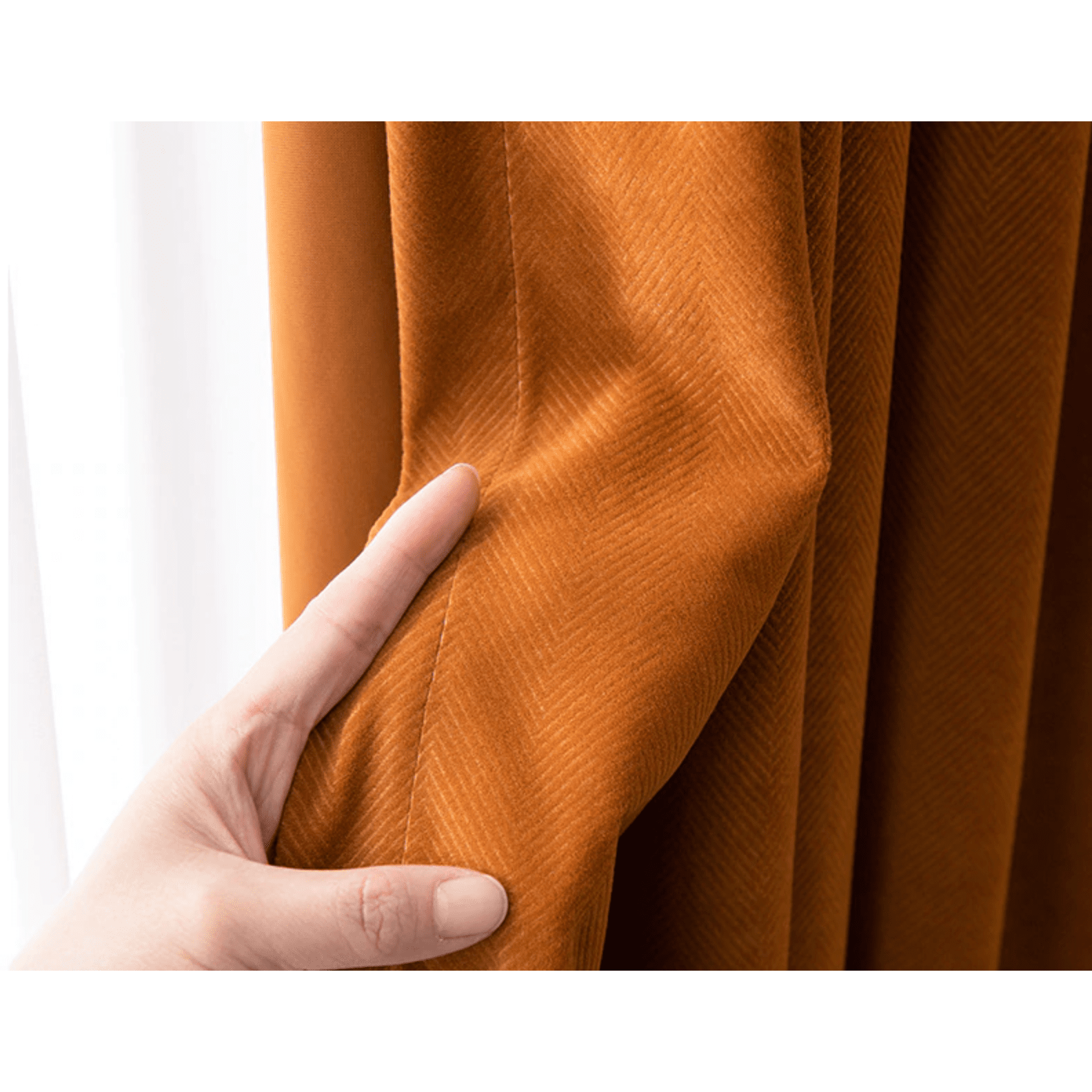 Rémy Luxury Modern Herring Designer Velvet Curtains Orange Discover